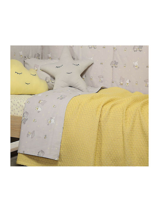 Nef-Nef Homeware Blanket Cot Smooth Cotton Yellow 150x110cm 025719