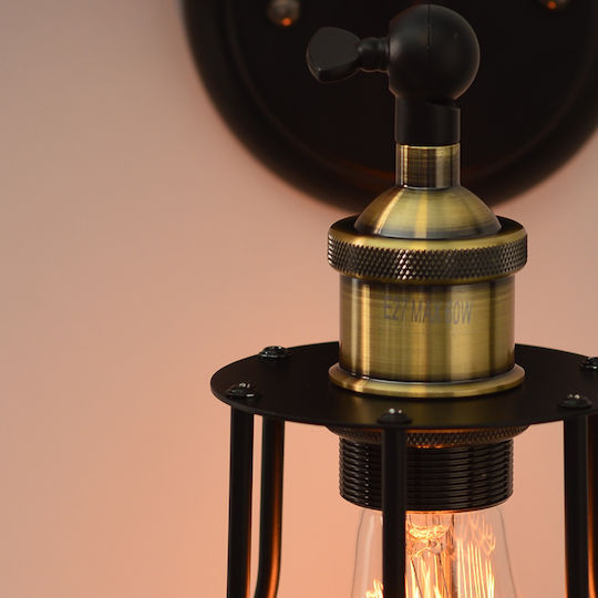 Aca Sotis Vintage Lamp Wall with Socket E27 Black 15cm