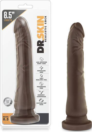 Dr. Skin Basic Ρεαλιστικό Dildo με Βεντούζα Chocolate 22cm