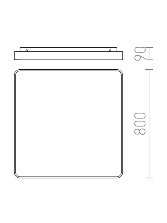 Rendl Light Studio Mensa SQ 80 Ceiling Τετράγωνο Εξωτερικό LED Panel 138W με Θερμό Λευκό Φως 3000K