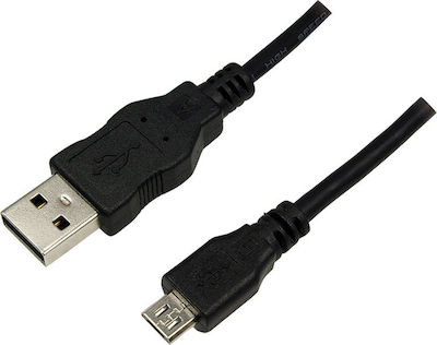 Powertech Regular USB 2.0 to micro USB Cable Μαύρο 5m (CAB-U010)