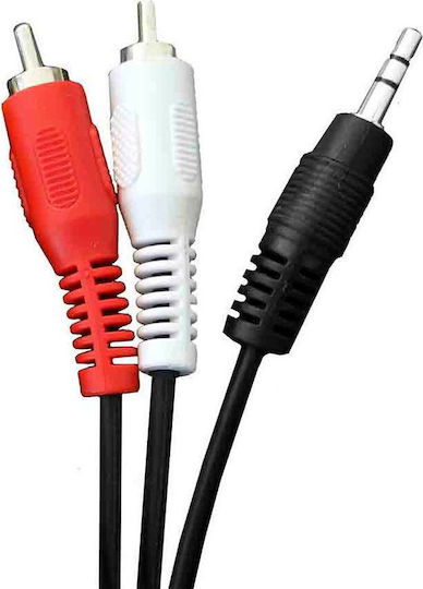 Καλώδιο Ήχου 3.5mm male - RCA male Μαύρο 1.5m με Επίχρυσους Ακροδέκτες