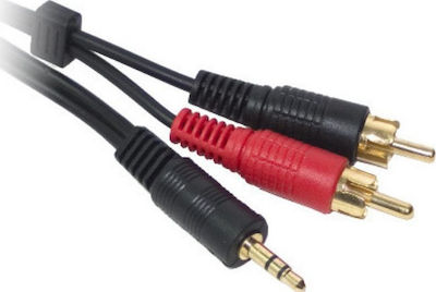Powertech Cablu 3,5 mm de sex masculin - RCA de sex masculin Negru 3.0m (CAB-R008)