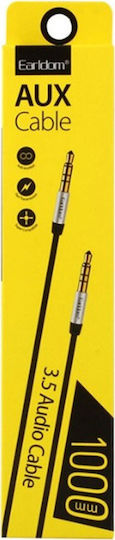 Earldom Καλώδιο Ήχου TRRS 3.5mm male - 3.5mm male Μαύρο 1m με Επίχρυσους Ακροδέκτες ET-AUX15