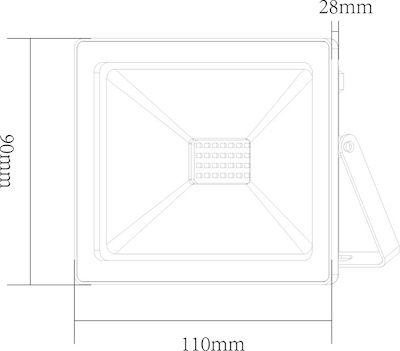 Aca Waterproof LED Floodlight 20W Warm White 3000K IP66