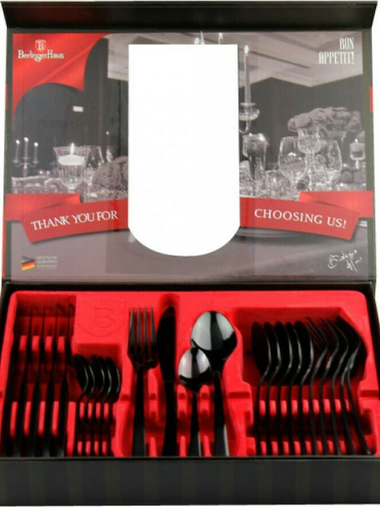 Berlinger Haus The Perfect Line Σετ Μαχαιροπίρουνα Ανοξείδωτα Deep Black Collection 24τμχ