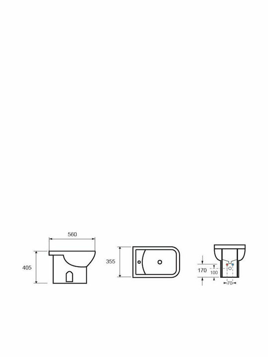 Karag Floor-Standing Bidet Square 35.5x56x40.5cm