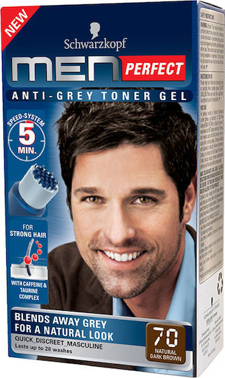 Men Perfect Anti-Grey Color Gel Προσωρινή Βαφή Μαλλιών 70 Φυσικό Καστανό Σκούρο 50ml