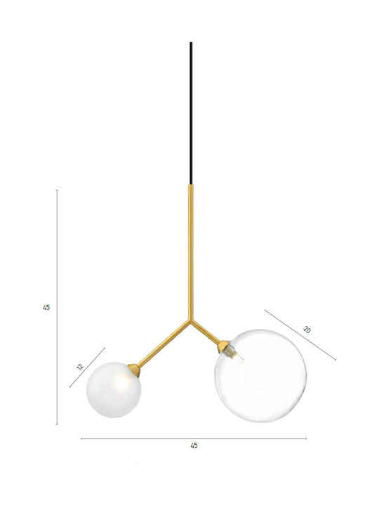 Luma Pendant Light Two-Light for Socket G9 Gold