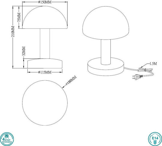 Trio Lighting Fynn Metal Table Lamp for Socket E14 with White Shade and Silver Base