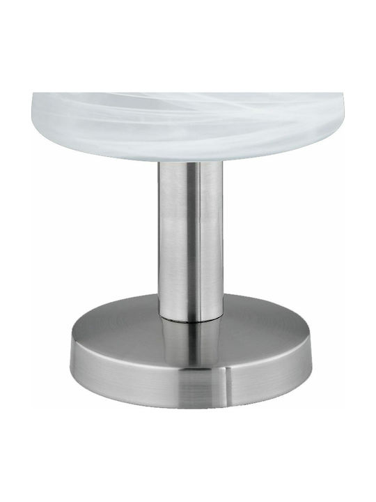 Trio Lighting Fynn Metal Table Lamp for Socket E14 with White Shade and Silver Base