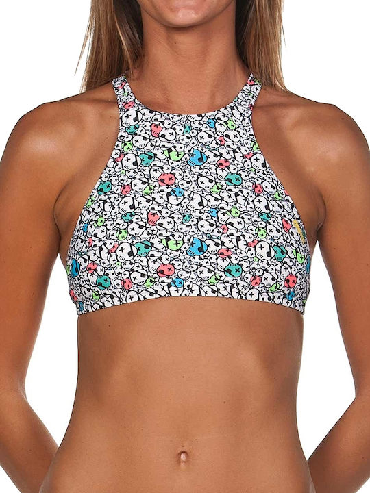 Gât înalt Top bikini Alb