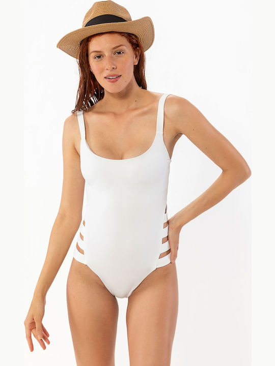 Rock Club BP4003 One-Piece Swimsuit with Open Back White