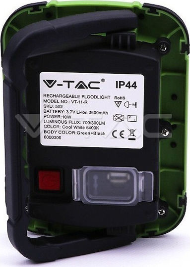 V-TAC Προβολέας Εργασίας Επαναφορτιζόμενος LED IP44 με Φωτεινότητα έως 700lm