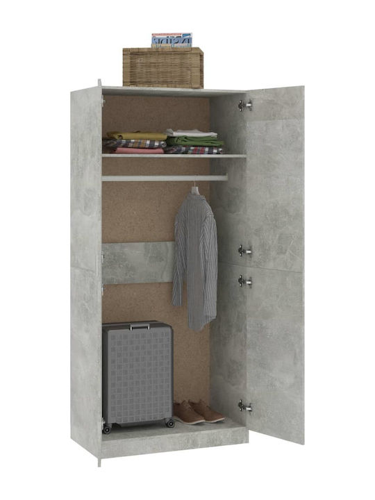 Double Door Wardrobe Gray 90x52x200cm