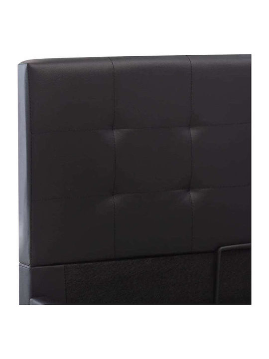 Bed Single Upholstered with Leatherette Black with Slats for Mattress 90x200cm