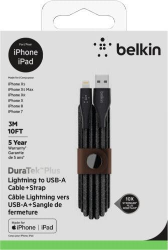 Belkin Braided USB to Lightning Cable Μαύρο 3m (F8J236BT10-BLK)