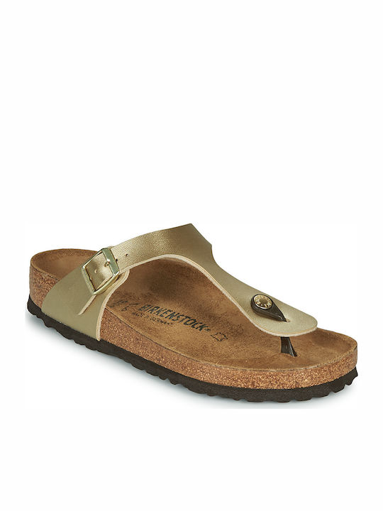 Gizeh Birko-Flor Women's Flat Sandals Anatomic in Gold Color Regular Fit