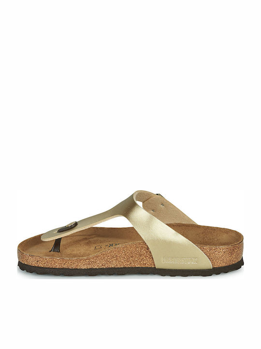 Gizeh Birko-Flor Women's Flat Sandals Anatomic in Gold Color Regular Fit