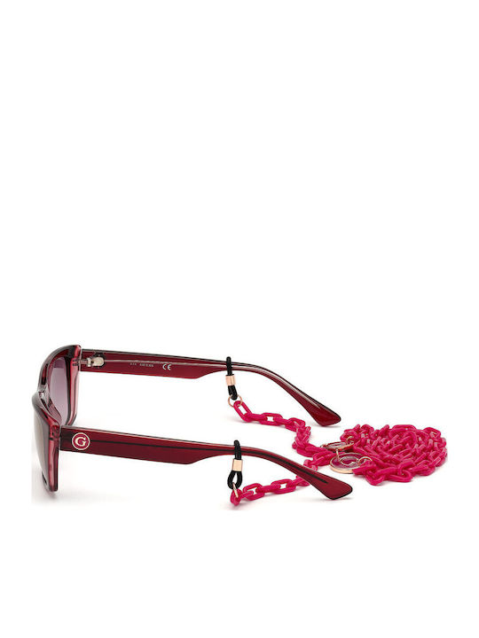 Guess Women's Sunglasses with Brown Tartaruga Horn-Rimmed Frame and Burgundy Lens GU7652 69T