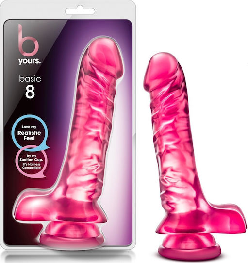 B Yours Basic Dildo realist cu Testicule și Ventuză Roz 23cm