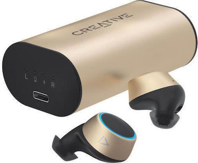Creative Outlier In-ear Bluetooth Handsfree Ακουστικά με Αντοχή στον Ιδρώτα και Θήκη Φόρτισης Χρυσά