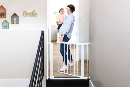 Safety 1st Flat Step Foldable Security Door Simple Placement made of Metal in White Color 80x28x73εκ. 1pcs