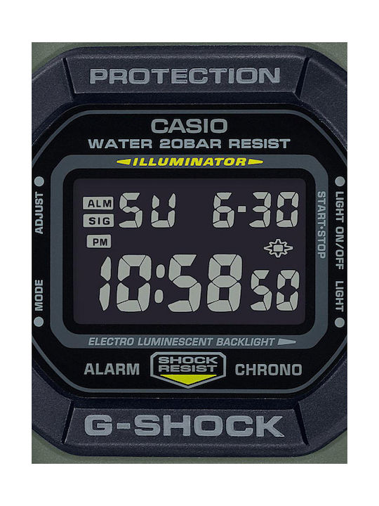 Casio G-Shock Digital Uhr Chronograph Batterie mit Grün Kautschukarmband
