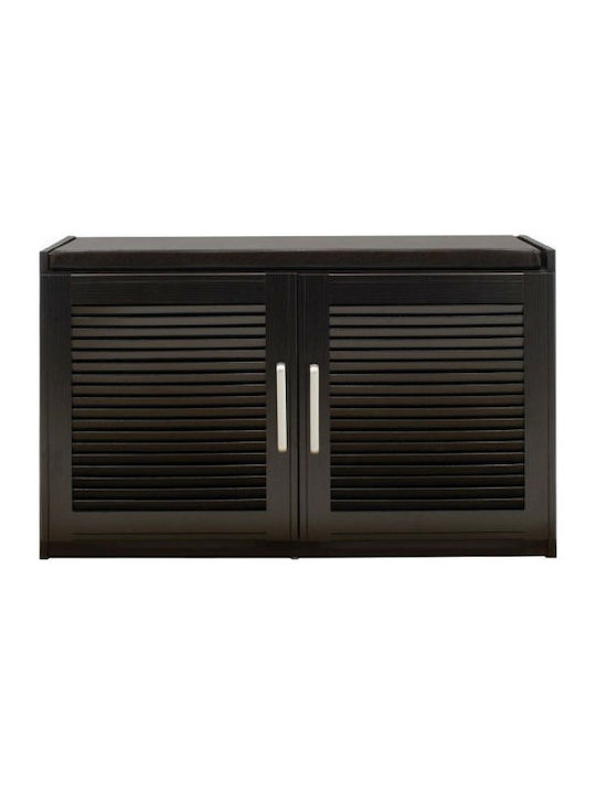 Crispy Wooden Shoe Organizer with 3 Shelves Brown 94x34.5x60cm