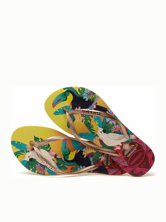 Slim Tropical Damen Zehentrenner in Gold Farbe