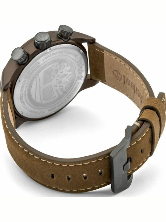 Timberland Henniker II Ανδρικό Ρολόι 46mm Χρονογράφος Μπαταρίας με Καφέ Δερμάτινο Λουράκι