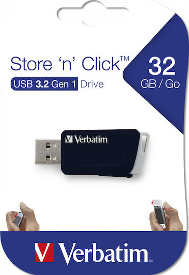 Verbatim Store 'n' Click 32GB USB 3.2 Stick Μαύρο