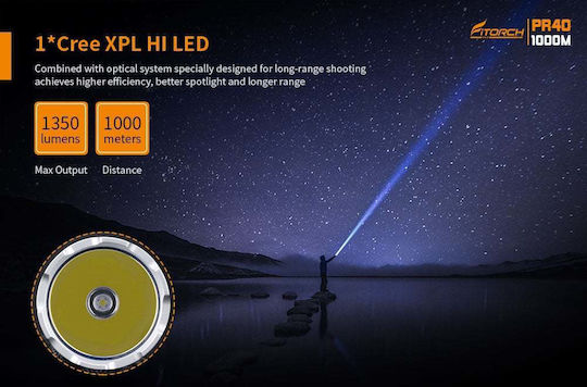 Fitorch Wiederaufladbar Taschenlampe LED IPX8 mit maximaler Helligkeit 1200lm PR40 Schwarz