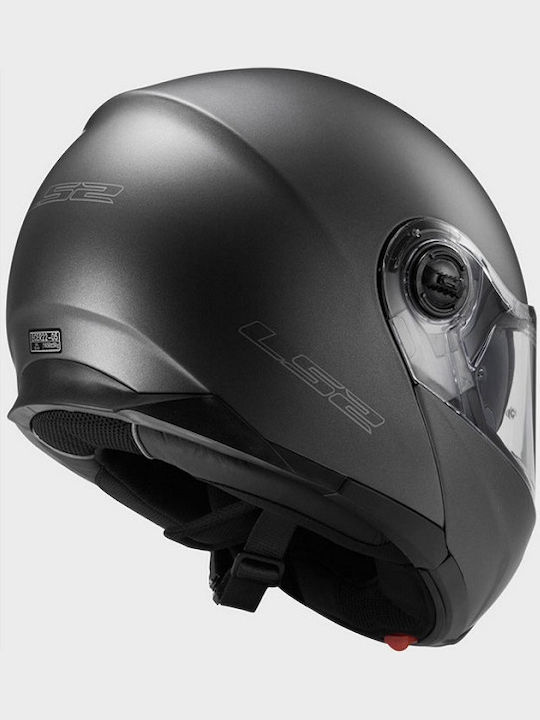 LS2 Strobe FF325 Flip-Up Helmet with Sun Visor ECE 22.05 1550gr Solid Matt Titanium