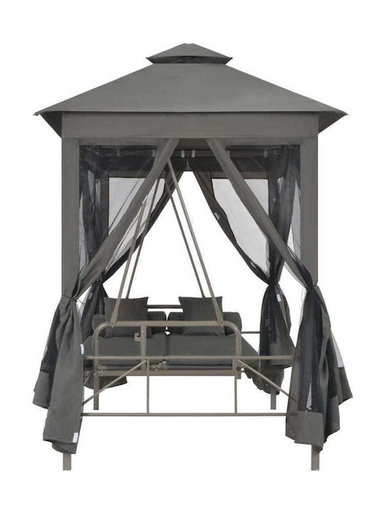 Leagăn cu Bază 3 Locuri Metal L220xW160xH240cm Gri Leagăn cu Bază 3 Locuri Metal L220xW160xH240cm Gri