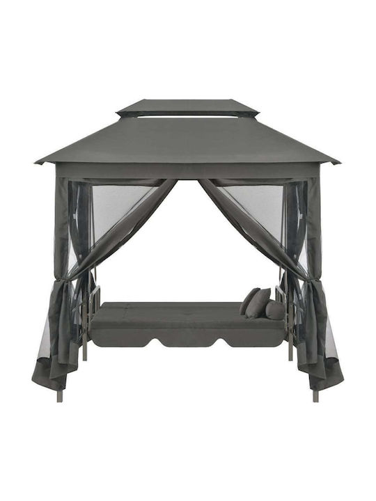 Garten & Veranda Schaukel mit Basis und Kissen 3 Sitze Metallisch Gray L220xB160xH240cm