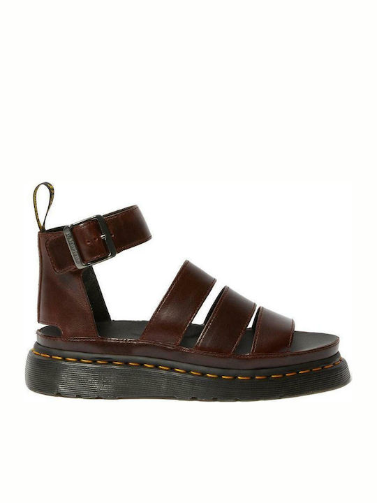 Clarissa II Дамски Кожени Сандали Flatforms Кафяви