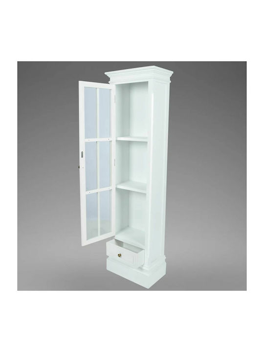 Витрина за дневна от MDF със стъкло Бяла 41x26x147см