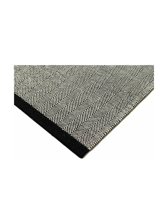 Tapicap Herringbone Handmade Rug Rectangular Black and white