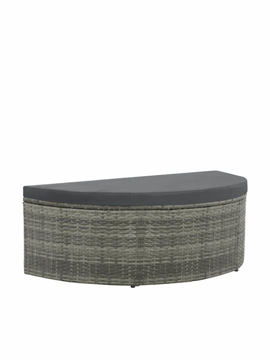 Шезлонг Двойна Ратан с Възглавница & Чадър Сив 2бр 130x58x77см.