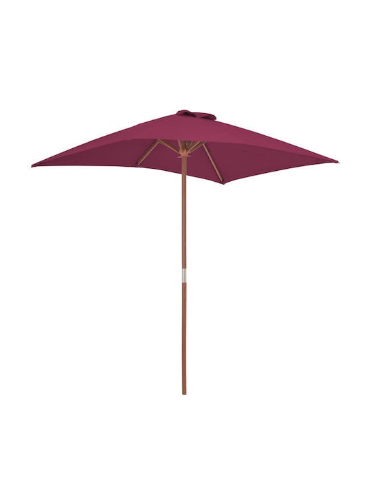 Square Wooden Burgundy Garden Umbrella 1.5x2xHeight 2.35m
