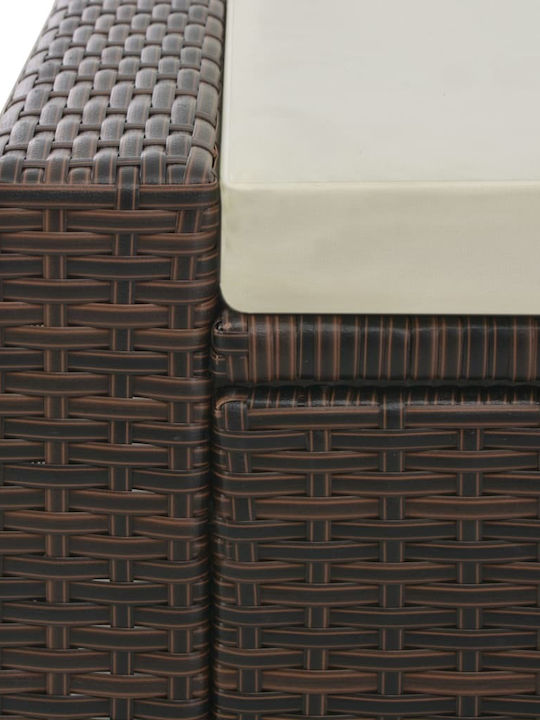 Sunbed Double Rattan with Cushion Brown 202x145x80cm.