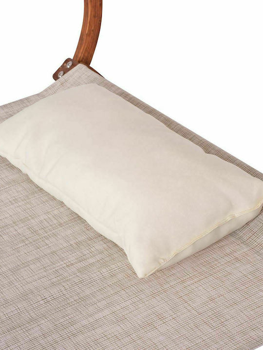 Șezlong Lemn Colby cu Țesătură Textilene și Parasolar Bej 221x105x162cm