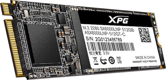 Adata XPG SX6000 Lite SSD 512GB τύπου M.2 με σύνδεση PCI Express 3.0 ASX6000LNP-512GT-C