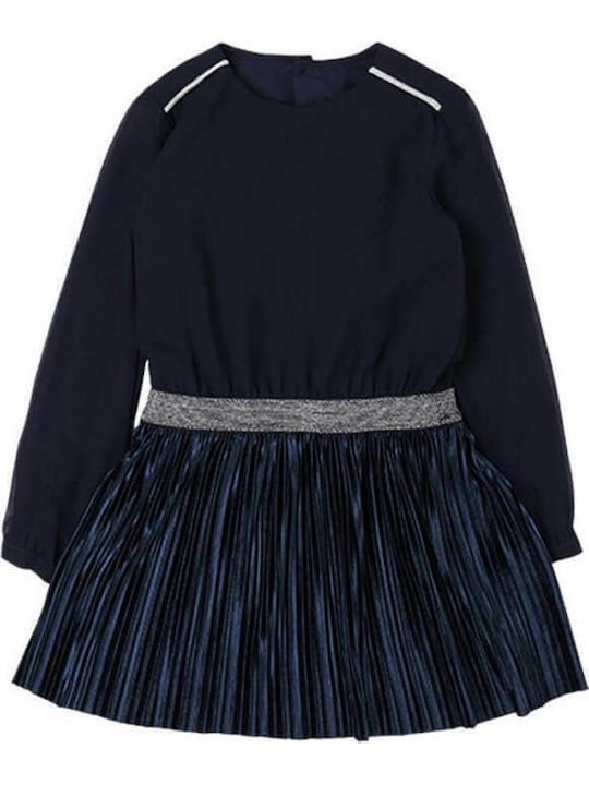 Children's Dress Long Sleeve Velvet Navy Blue