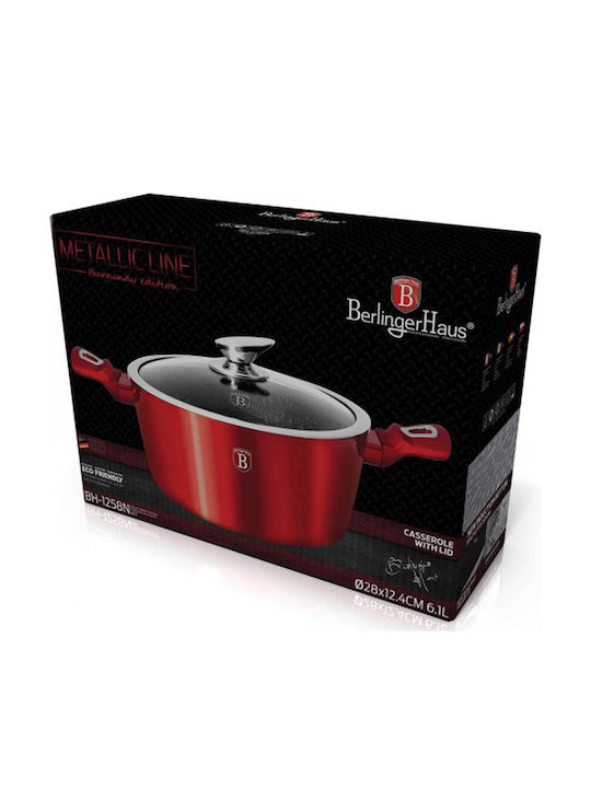 Berlinger Haus Metallic Line Βαθιά Κατσαρόλα από Αλουμίνιο 6.1lt / 28cm Burgundy