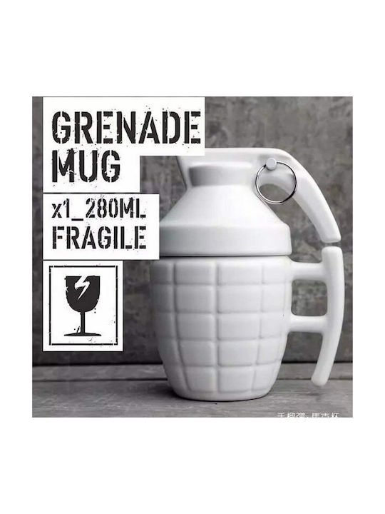 Out of the Blue Grenade Mug Ceramic with Lid White 280ml