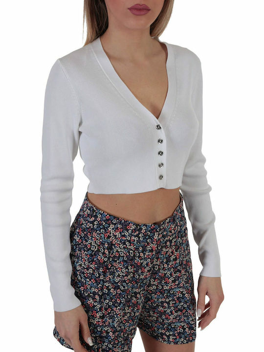 MICHAEL KORS JACKET CROPPED V BUTTON DOWN WHITE