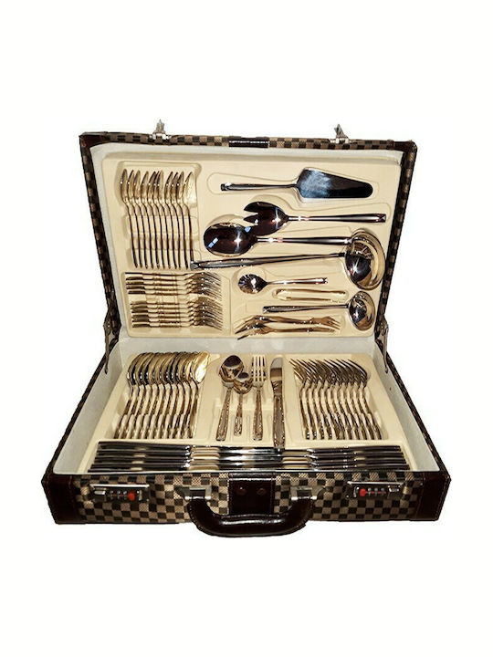 Karvounis Cutlery Set Stainless Silver 72pcs with Suitcase