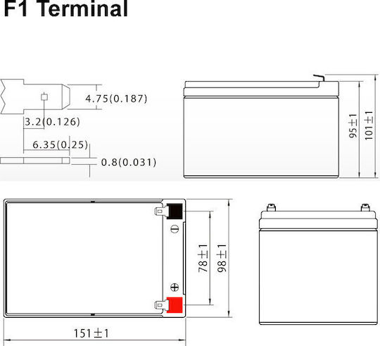 Ultracell UL12-12 Μπαταρία UPS με Χωρητικότητα 12Ah και Τάση 12V